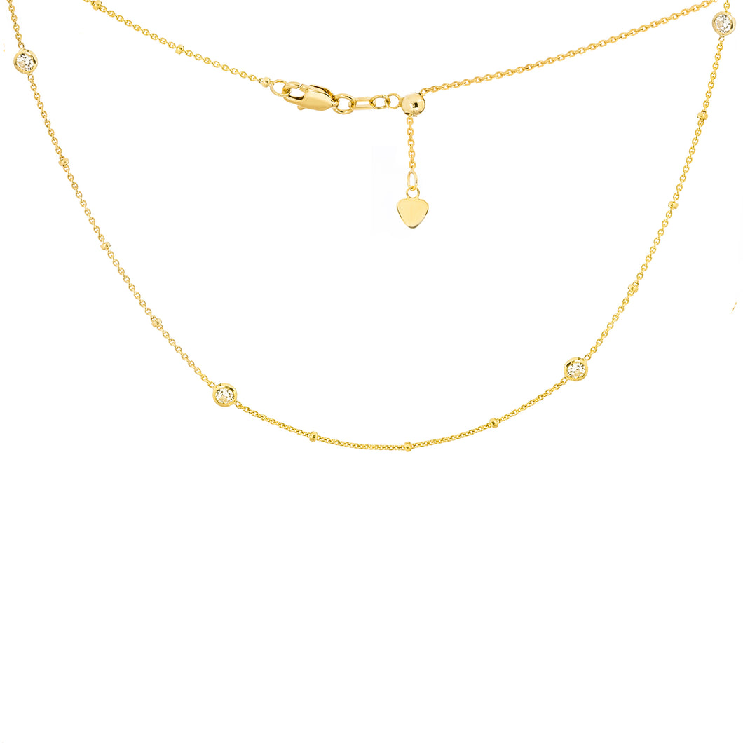 14kt Yellow Gold CZ Choker Necklace